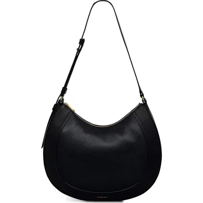 Radley Merchant Hall Large Leather Crescent Shoulder Bag In Black