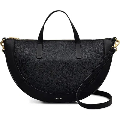 Radley Merchant Hall Medium Top Zip Leather Satchel In Black
