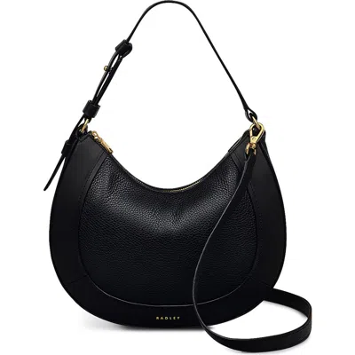 Radley Merchant Hall Small Crescent Leather Shoulder Bag In Black