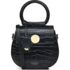 Radley Mini Rope Walk Croc Embossed Flap Crossbody Bag In Black