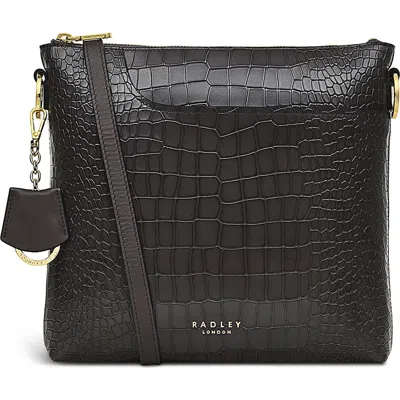 Radley Pockets 2.0 Croc Embossed Leather Crossbody Bag In Gray