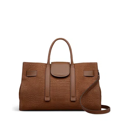 Radley St Pancras Lane - Faux Croco Medium Open Top Satchel Bag In Brown