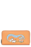 Radley The Grass Is Greener Large Zip Leather Wallet In Apricot
