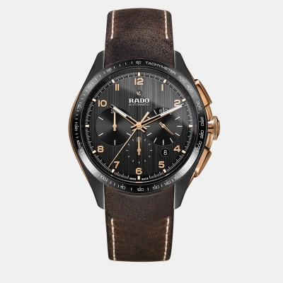 Pre-owned Rado Brown Leather Watch 45 Mm In Black