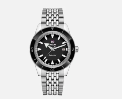 Pre-owned Rado Captain Cook Automatic Black Dial Stainless Steel Men's Watch R32505153