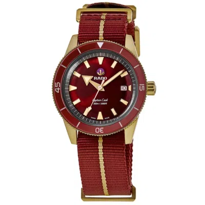 Rado Captain Cook Automatic Bronze Red Dial Fabric Strap Men's Watch R32504407 In Burgundy