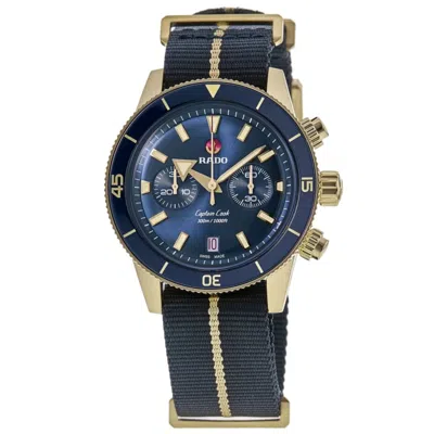 Rado Captain Cook Automatic Chronograph Blue Dial Nylon Strap Men's Watch R32146208 In Gray
