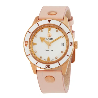 Rado Captain Cook Automatic Diamond White Dial Ladies Watch R32139708 In Beige / Gold Tone / Rose / Rose Gold Tone / White