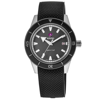 Rado Captain Cook Automatic Grey Dial Rubber Strap Men's Watch R32505019 In Black