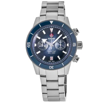 Rado Captain Cook Automatic Steel Chronograph Blue Dial Men's Watch R32145208 In Silver
