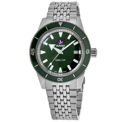 Rado Captain Cook Automatic Steel Green Dial Men's Watch R32505313 In Black