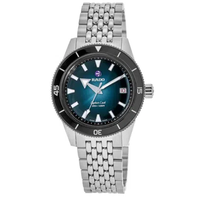 Rado Captain Cook Automatic Steel Turquoise Gradient Dial Men's Watch R32223213 In Silver