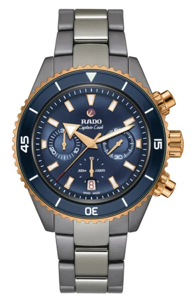 Rado Captain Cook Chronograph Automatic Bracelet Watch, 43mm In Blue