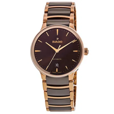 Rado Centrix Automatic Brown Dial Two-tone Ceramic & Stainless Steel Unisex Watch R30017302 In Gold