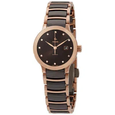 Pre-owned Rado Centrix Automatic Diamond Brown Dial Ladies Watch R30183752