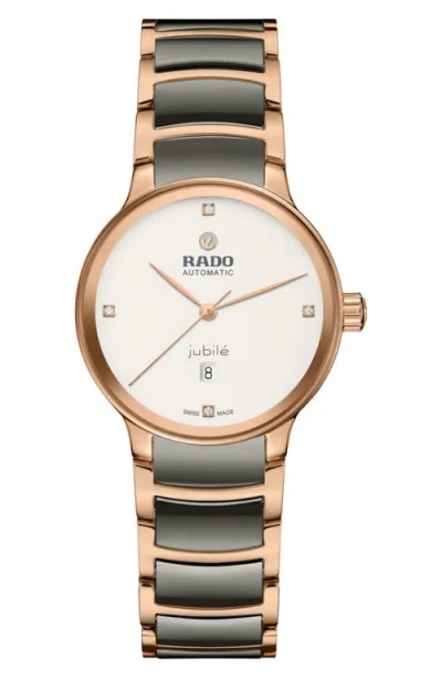 Rado Centrix Automatic Diamond Ceramic Bracelet Watch, 30.5m In White/black