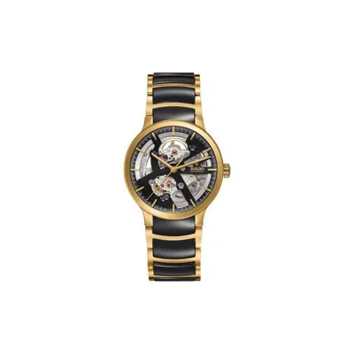 Pre-owned Rado Centrix Automatic Open Heart 38mm Black And Gold Watch R30180162