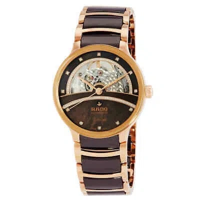 Pre-owned Rado Centrix Automatic Open Heart Diamond Ladies Watch R30029942