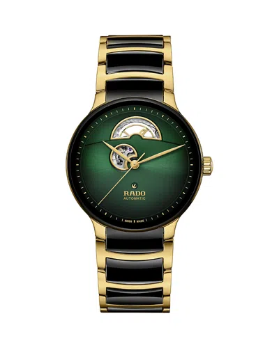 Rado Unisex Swiss Automatic Centrix Open Heart Black Ceramic & Gold Pvd Stainless Steel Bracelet Watch 40 In No Color
