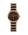 Rado Women's Swiss Automatic Centrix Diamond (1/20 Ct. T.w.) Brown High-tech Ceramic & Rose Gold Pvd Stai In Brown