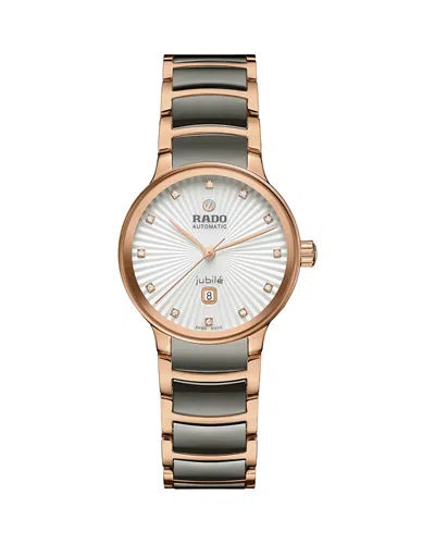 Rado Women's Swiss Automatic Centrix Diamond Accent Black Ceramic & Rose Gold Pvd Stainless Steel Bracele In No Color