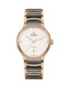 Rado Unisex Swiss Automatic Centrix Diamond (1/20 Ct. T.w.) High-tech Ceramic & Rose Gold Pvd Bracelet Wa In White/gray