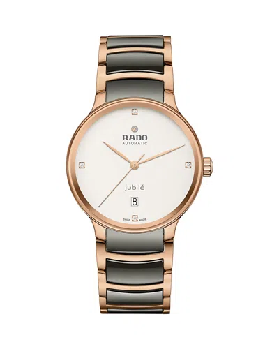 Rado Unisex Swiss Automatic Centrix Diamond (1/20 Ct. T.w.) High-tech Ceramic & Rose Gold Pvd Bracelet Wa In Plasma