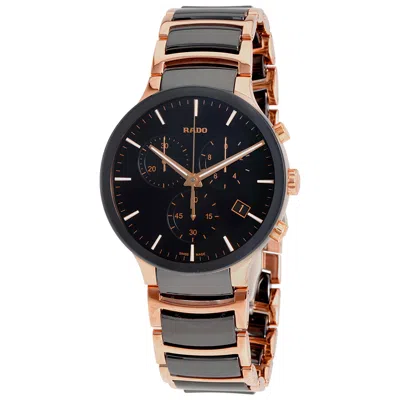 Rado Centrix Chronograph Black Dial Men's Watch R30187172 In Gold