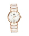 Rado Women's Swiss Automatic Centrix Diamond Accent White Ceramic & Rose Gold Pvd Stainless Steel Bracele In Silver