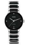 Rado Unisex Swiss Automatic Centrix Diamond (1/20 Ct. T.w.) Black High-tech Ceramic & Stainless Steel Bra In Black