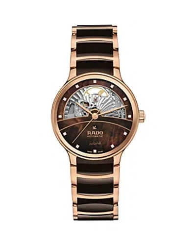 Rado Centrix Diamonds Open Heart Automatic Watch, 35mm In Brown