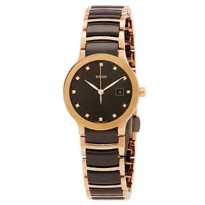 Pre-owned Rado Centrix Quartz Diamond Brown Dial Ladies Watch R30555724