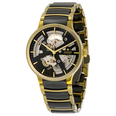 Rado Centrix Skeleton Dial Ceramic Men's Watch R30180162 In Black / Gold / Gold Tone / Skeleton