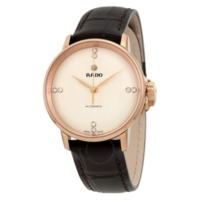 Rado Coupole Classic Automatic Ladies Watch R22865765 In Brown / Champagne / Dark / Gold / Gold Tone / Rose / Rose Gold / Rose Gold Tone
