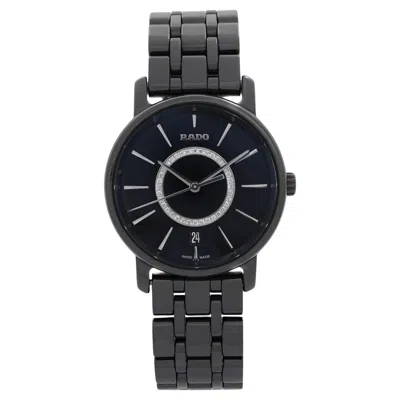 Pre-owned Rado Diamaster Ceramic Black Diamond Dial Quartz Ladies Watch R14063737