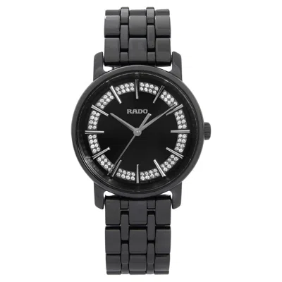 Pre-owned Rado Diamaster Ceramic Diamond Black Dial Quartz Ladies Watch R14063727