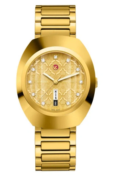 Rado Diastar Original Automatic Bracelet Watch, 38mm In Yellow Gold Coloured