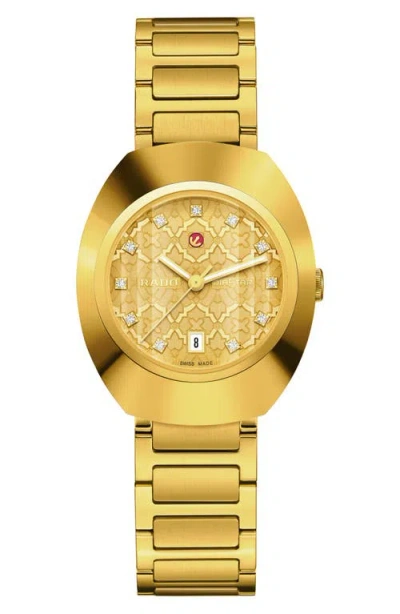 Rado Diastar Original Diamond Bracelet Watch, 38mm In Yellow Gold Coloured
