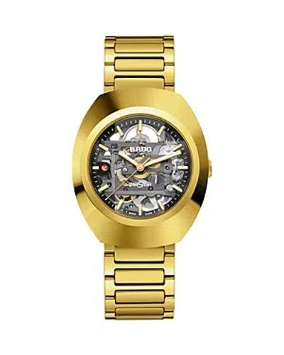 Rado Diastar Original Skeleton Automatic Watch, 38mm X 45mm In Black/gold