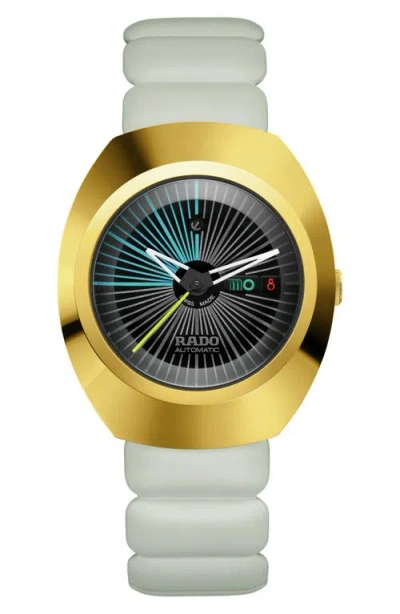 RADO RADO DIASTAR ORIGINAL X TEJ CHAUHAN AUTOMATIC RUBBER STRAP WATCH, 38MM