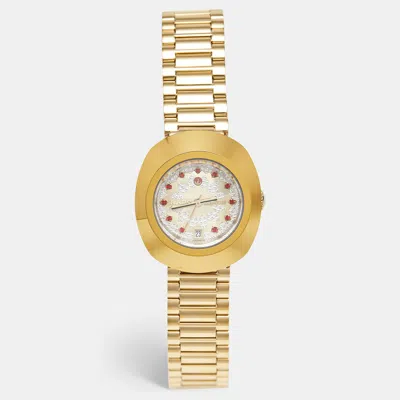 Pre-owned Rado Diastar R12416073 Silver Dial Stainless Steel Tungsten Carbide Gold Plated Stainless Steel Women's W