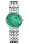 Rado Women's Swiss Florence Diamond (1/20 Ct. T.w.) Stainless Steel Bracelet Watch 38mm In Light Green