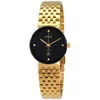 Rado Women's Swiss Florence Classic Diamond Accent Gold Pvd Stainless Steel Bracelet Watch 38mm In Gold Tone/black