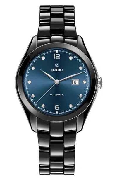 Rado Hyperchome Automatic Diamond Bracelet Watch, 36mm In Black/blue