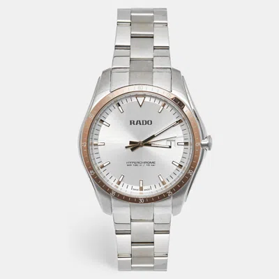 Pre-owned Rado Hyperchrome R32502103 Silver Dial Gold Plated Ceramos Stainless Steel Men's Wristwatch 44.90 Mm