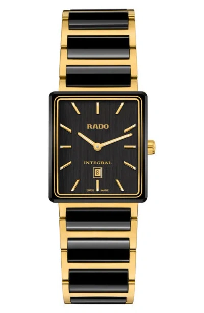 Rado Integral Ceramic Bracelet Watch In Black Vertical Brushed
