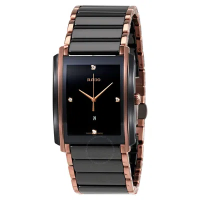 Rado Integral L Black Dial Ceramic Diamond Men's Watch R20207712 In Black / Gold / Gold Tone / Rose / Rose Gold / Rose Gold Tone