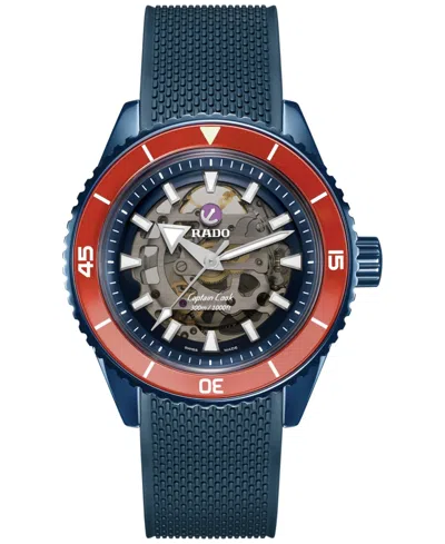 Rado Men's Swiss Automatic Captain Cook Navy Blue High-tech Ceramic Bracelet Watch 43mm In No Color