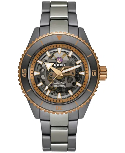Rado Men's Swiss Automatic Captain Cook Skeleton Gray High-tech Ceramic & Titanium Bracelet Watch 43mm In Grey