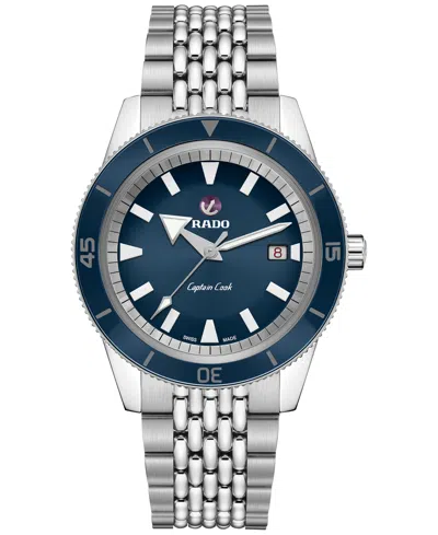 Rado Men's Swiss Automatic Captain Cook Tradition Stainless Steel Diver Bracelet Diver Watch 42mm In Transparent